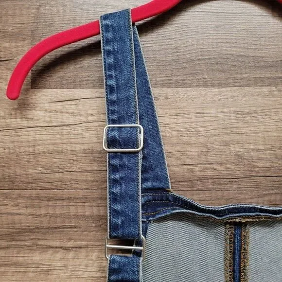 Frank and Oak Pinafore Denim Overall‎ Jean Dress Blue Pockets Womens Size… - Picture 8 of 14